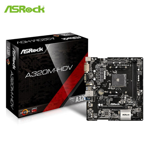ASRock Super Alloy A320M-HDV Desktop Motherboard A320 Socket AM4 DDR4